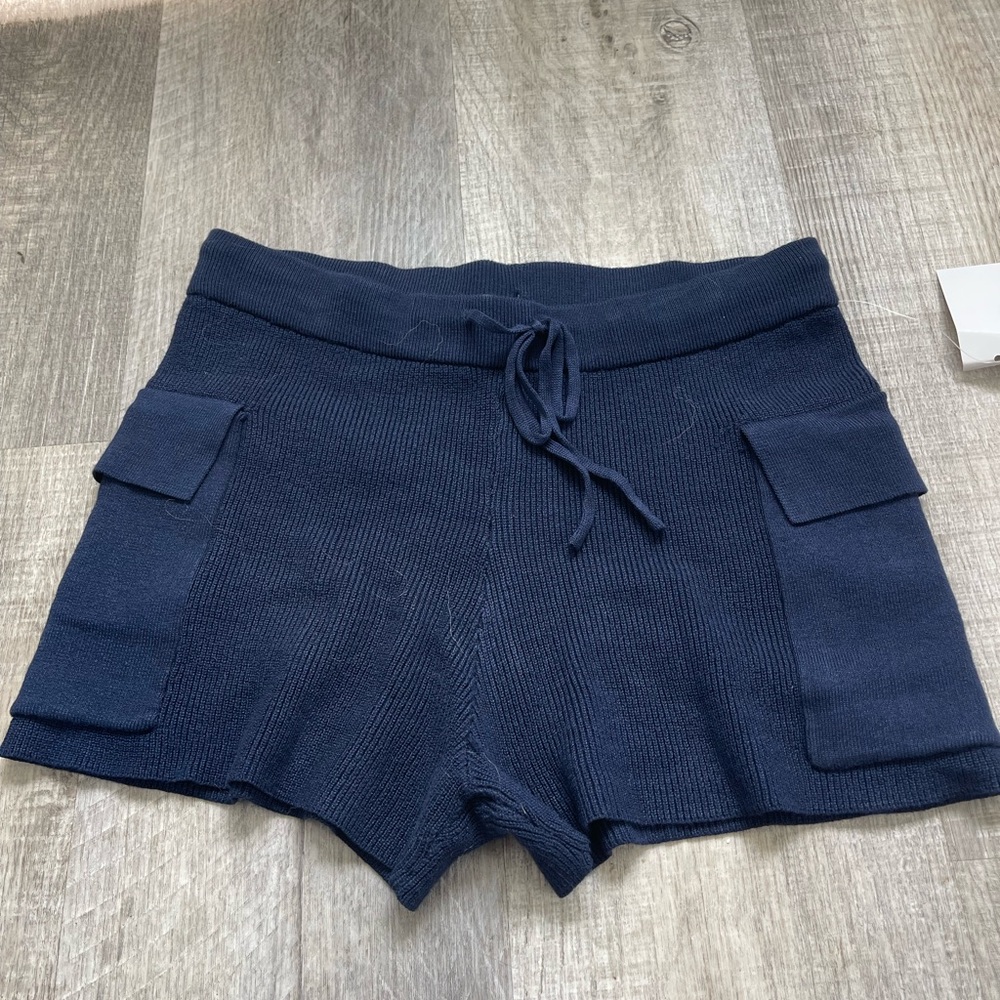 Navy Blue Knit Shorts